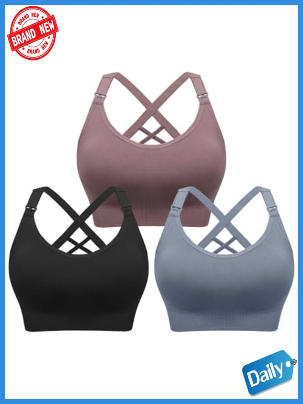 Seamless Nursing Sports Bra, 90% Nylon 10% Spandex, Low Impact Yoga
